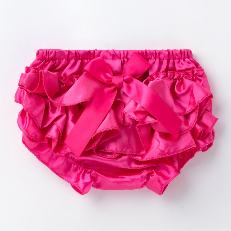 Girls bow-knot satin triangle shorts multicolor children's pants