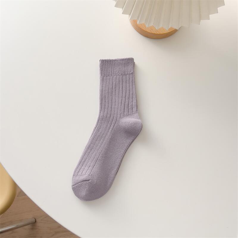 Trendy Solid Color Pile Style Cute Mid-calf Length Socks