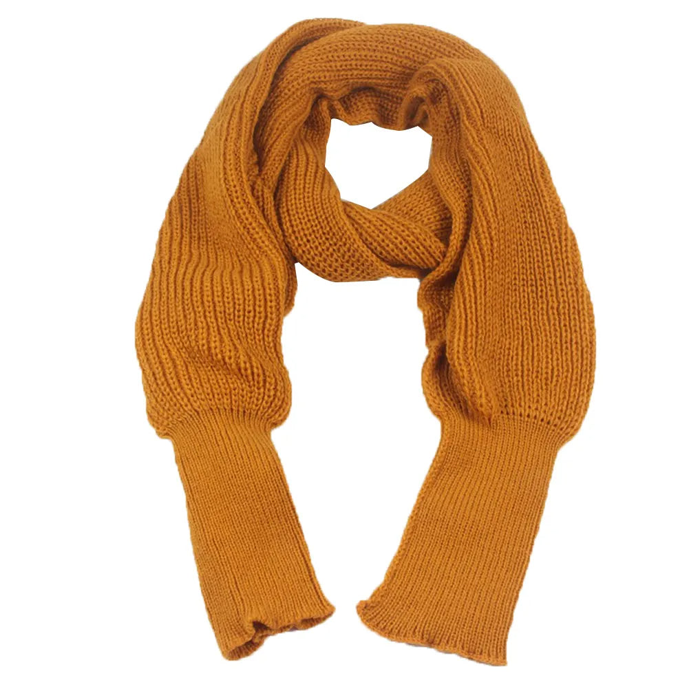 Women's knitted scarf with extended sleeves
