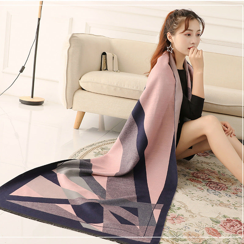 Women's double-faced jacquard cashmere scarf