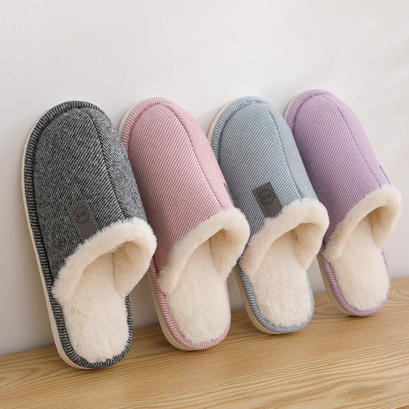 Autumn and winter plus velvet warm cotton slippers