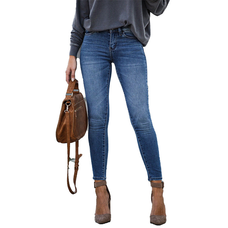 Stretch mid-rise slim-fit cropped jeans with small feet