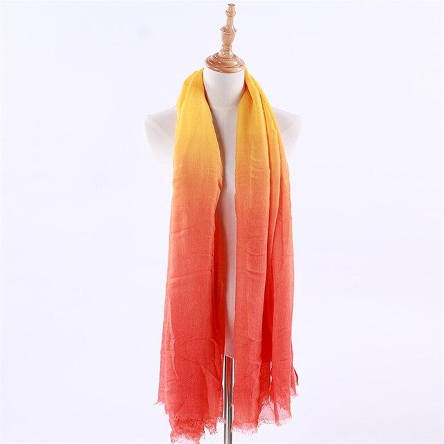 Gradient cotton and linen contrast rainbow oversized shawl