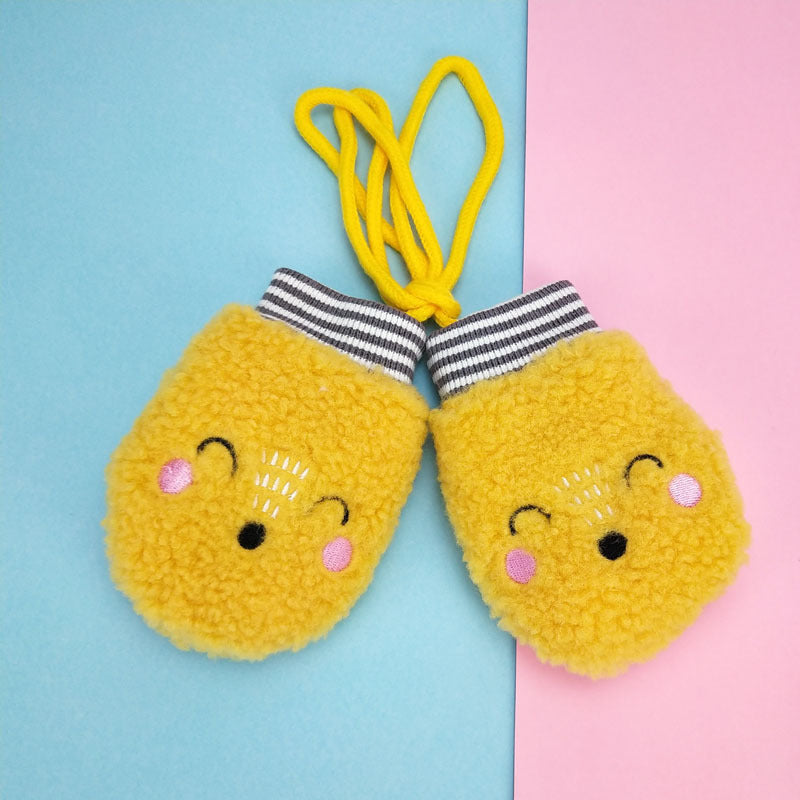 Cartoon cashmere children's neck hanging gloves