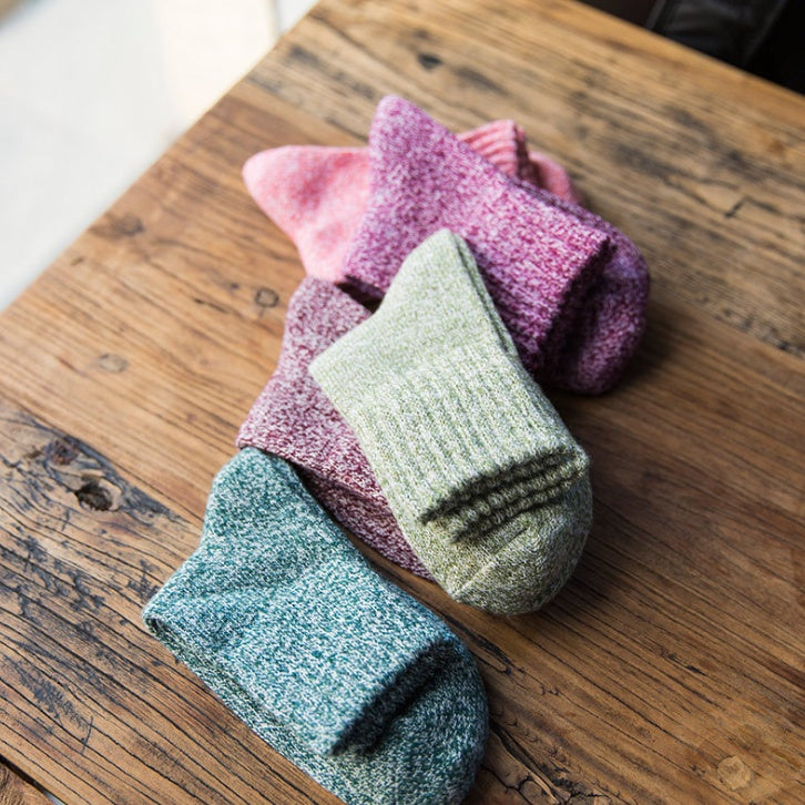 Women Socks Winter Thermal   5 Pairs  Thick Socks Cotton Breathable Female Solid Casual 3d Ladies Casual Home Socks