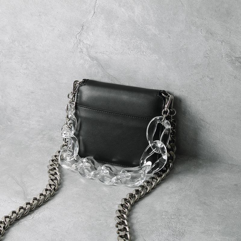 transparent chain portable crossbody ladies square bag