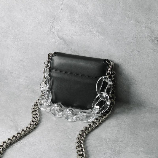 transparent chain portable crossbody ladies square bag