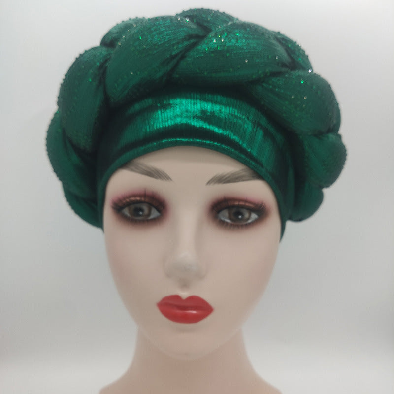 Beauty Strip Hot Drill Thick Braid Hat