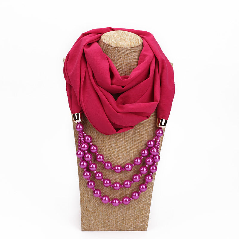 Pearl Necklace With Scarf