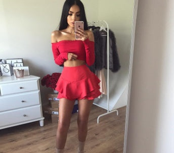 Ruffled pleated bag hip skirt