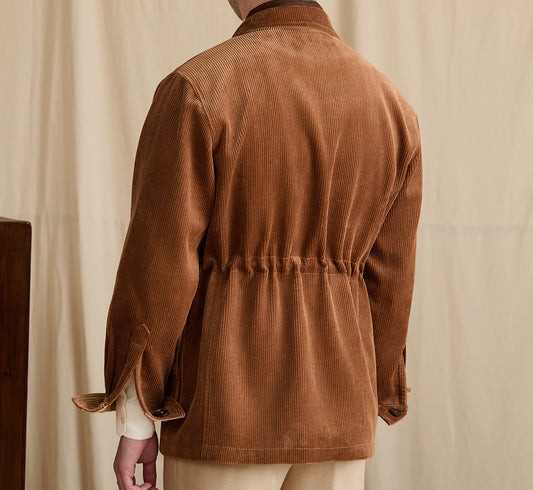 Casual Fashionable Retro Outdoor Keep Warm Corduroy Polo Collar Jacket Men