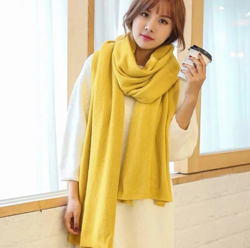 Scarf Female Winter Korean Version Of Knitted Wool  Cashmere Scarf Shawl Men And Women Solid Color Wild Collar
