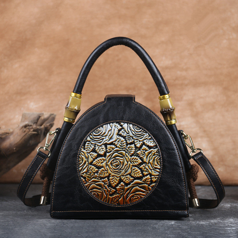 Vintage Embossed Zipper Ladies One Shoulder Messenger Bag