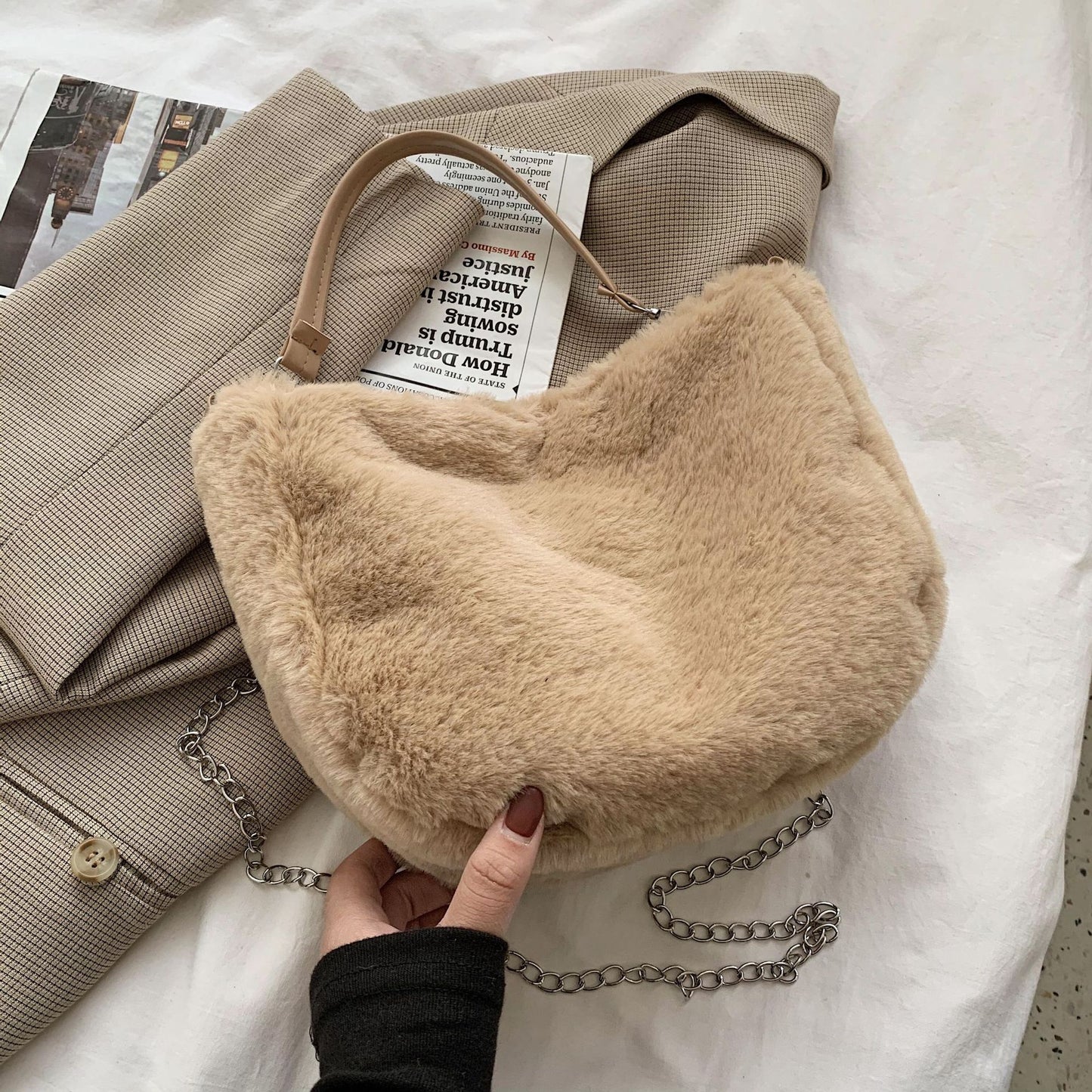 Plush bag Korean leisure simplicity