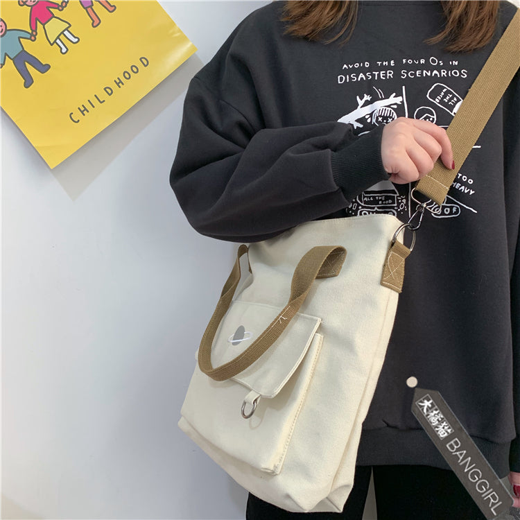 Planet ins canvas bag female student Korean crossbody bag