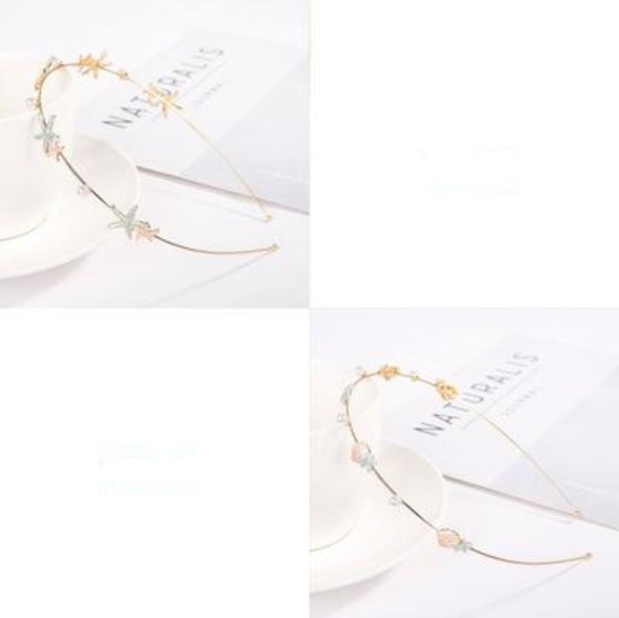 Starfish shell imitation pearl headband female sweet simple headdress net red press hairpin