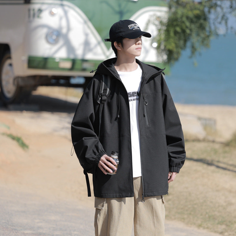 Men's New Casual Versatile Loose Sports Hooded Jacket