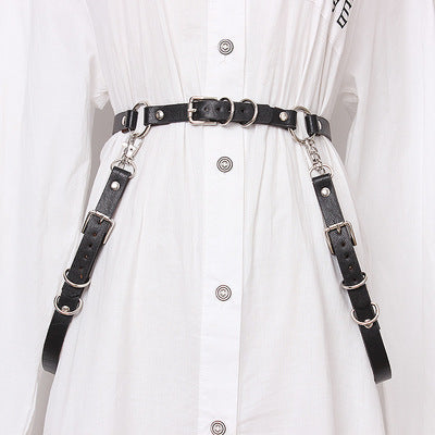 Women's leather belt chain waist chain