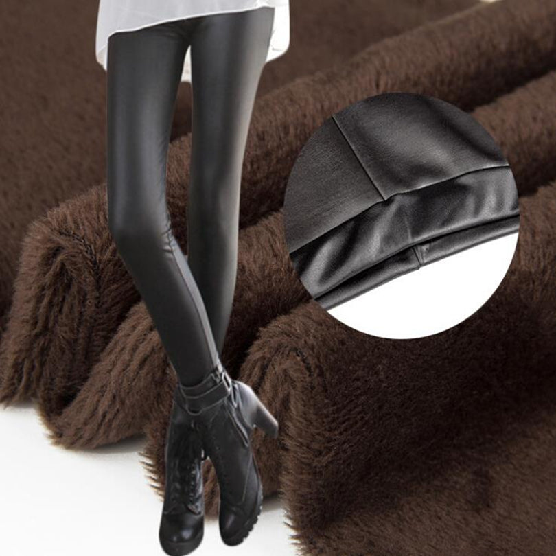Women's Faux Leather Fleece Thickening Leggings