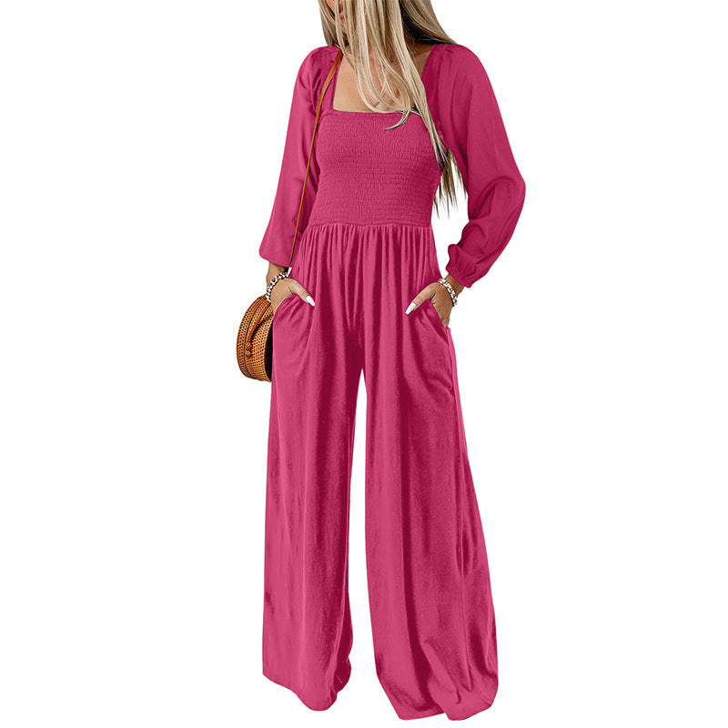 New Solid Color Wide Leg Trousers Women's European And American Thin Simple