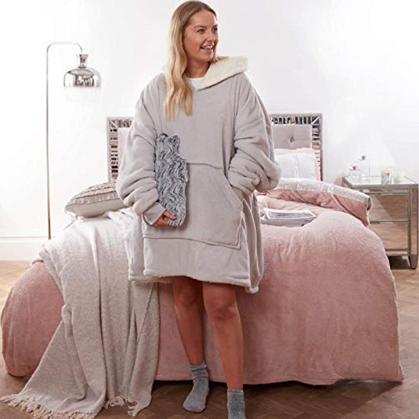Nye Dame Flannel Tæppe Varm Pyjamas Hætte
