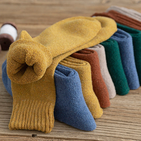 Solid - Color Loop In - Tube Imitation Rabbit - Wool Socks