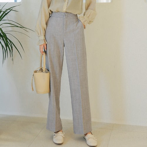 Slim high waist casual wide-leg pants
