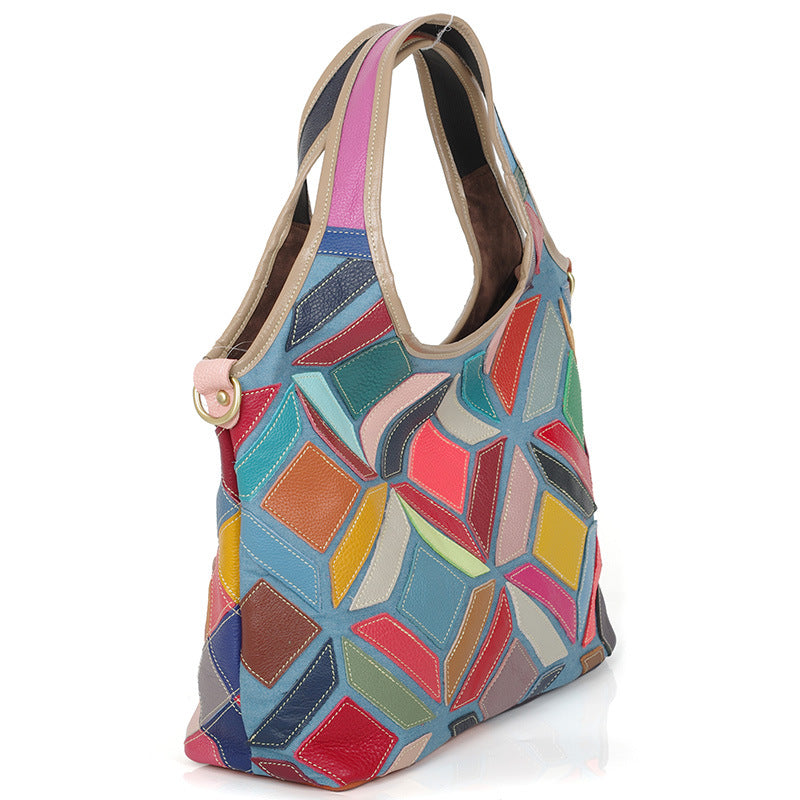 Color pattern stitching lady crossbody bag