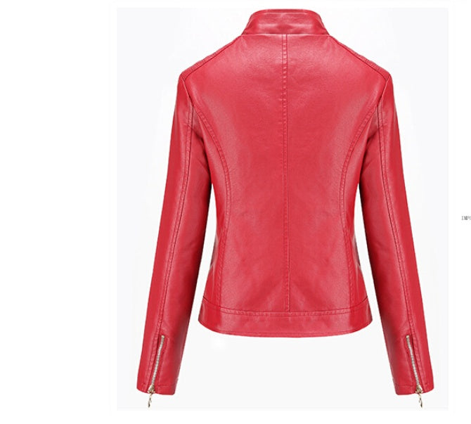 Chaqueta de cuero para motociclista para mujer