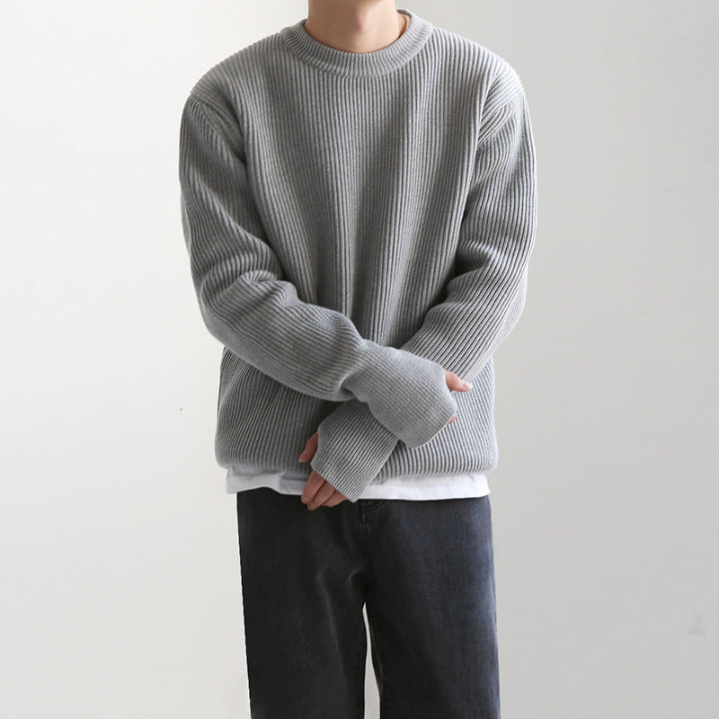 New Korean Style Trendy Loose Round Neck Knitted Coat