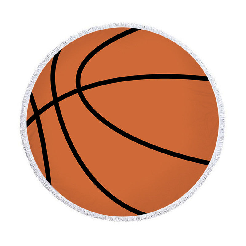 Round basketball print beach towel