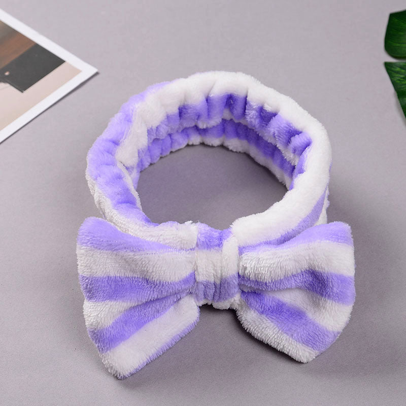 Striped headband with flannel bow