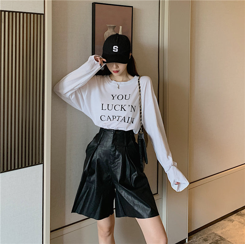 High waist PU leather pants