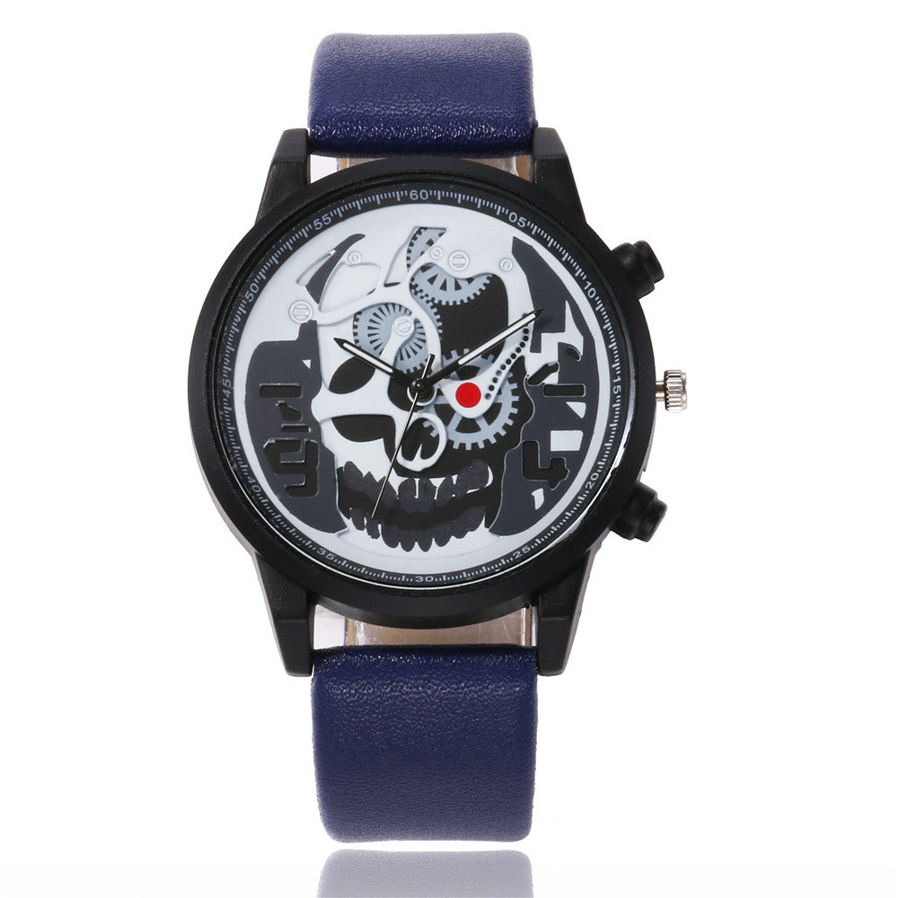Personality wild gear skull head men's belt watch