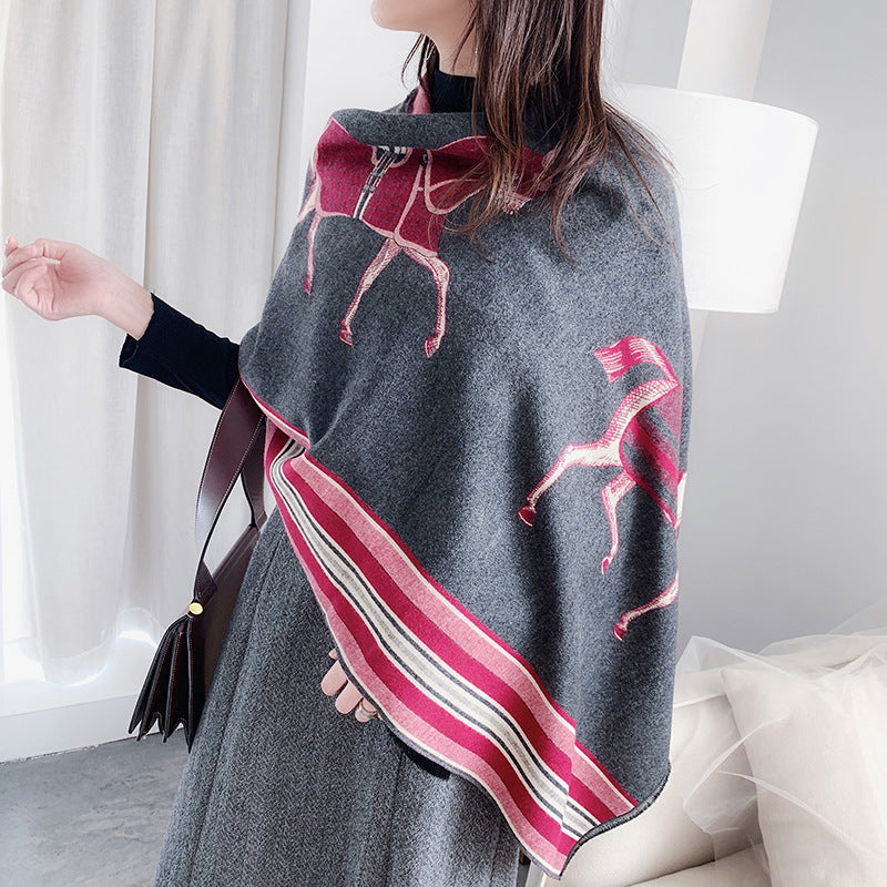Fashion embroidered warm scarf