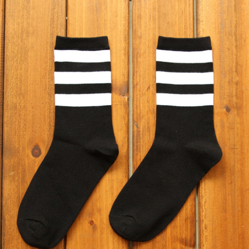 Cotton three bar striped socks