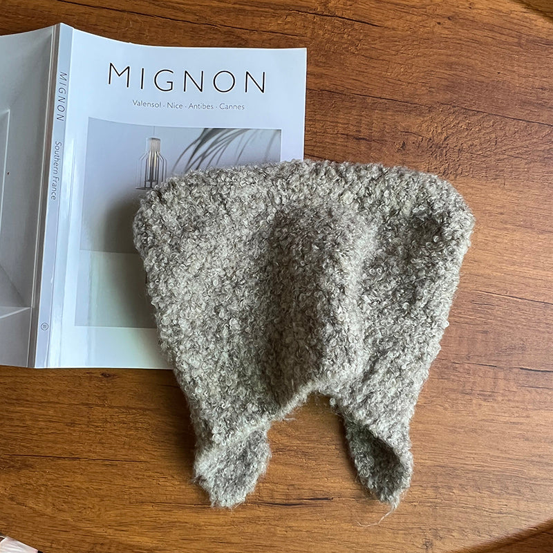 Warm Ear Protection Wool Blended Bear Ear Knitted Hat