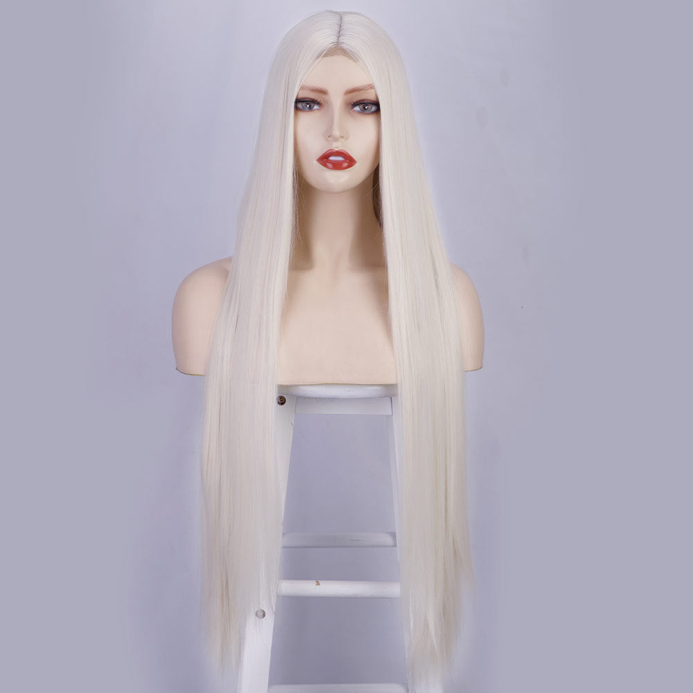 Front Lace Langt Glat Hår Kemisk Fiber Paryk