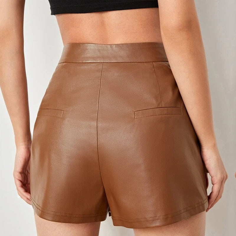 Women's Casual Hip-hugging Leather Pants