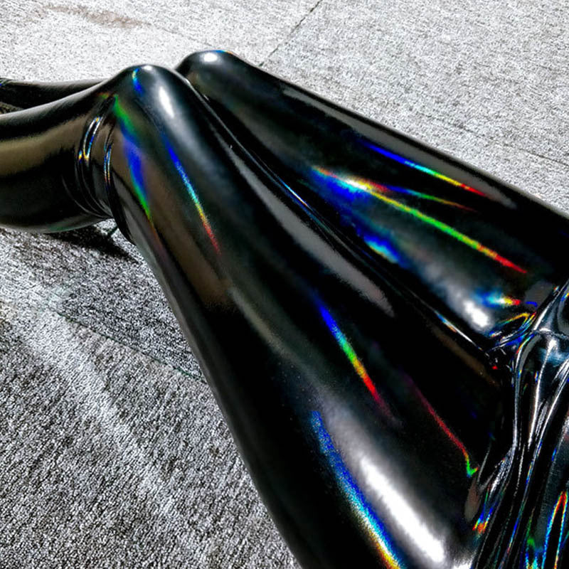 Spring And Autumn New Tight Leather Pants High Waist Women's Mirror Bright Leather Colorful