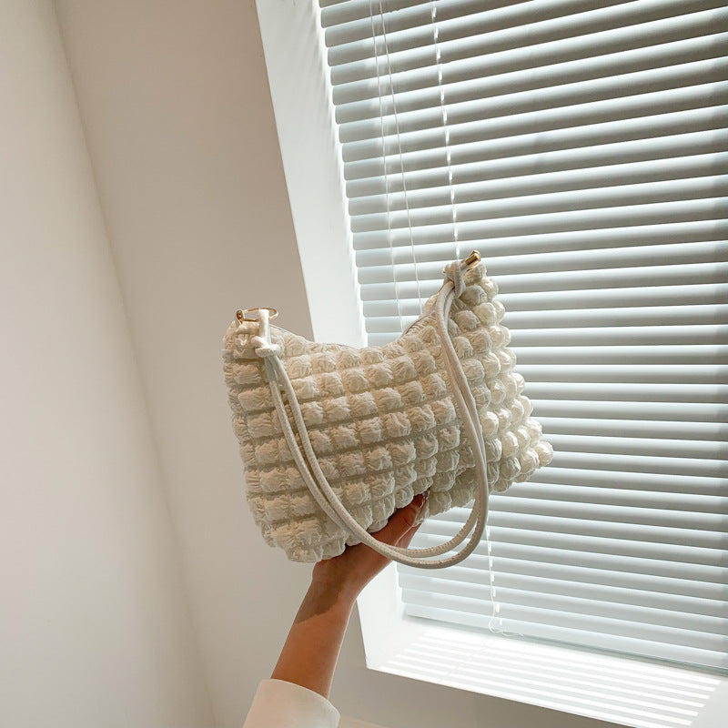 Women's Simple Gentle Elegant Pleated Underarm Messenger Bag