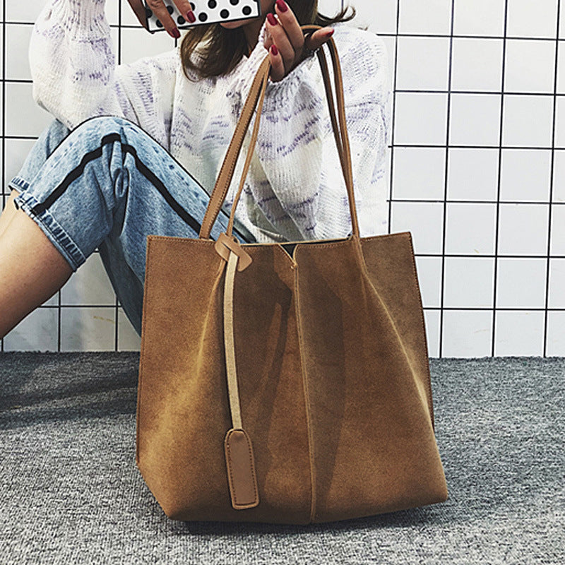 Simple frosted shoulder bag