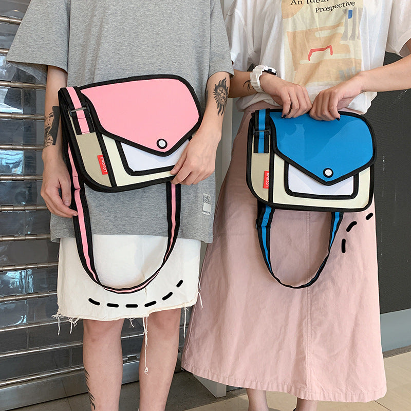 Two-dimensional cute one-shoulder messenger bag