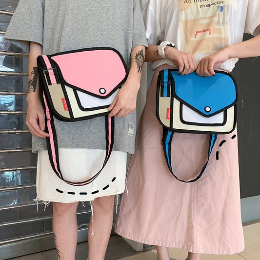 Two-dimensional cute one-shoulder messenger bag