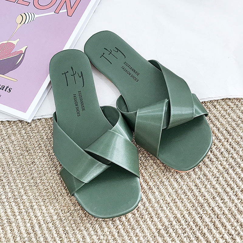 Fashion Simple Soft Bottom Cross Slippers