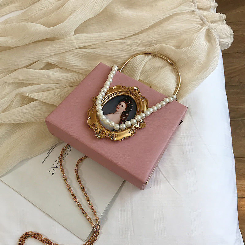 Pearl single shoulder messenger small square bag