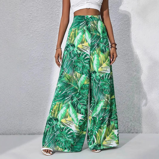 Printed Casual High Waist Wide Leg Pants Trousers