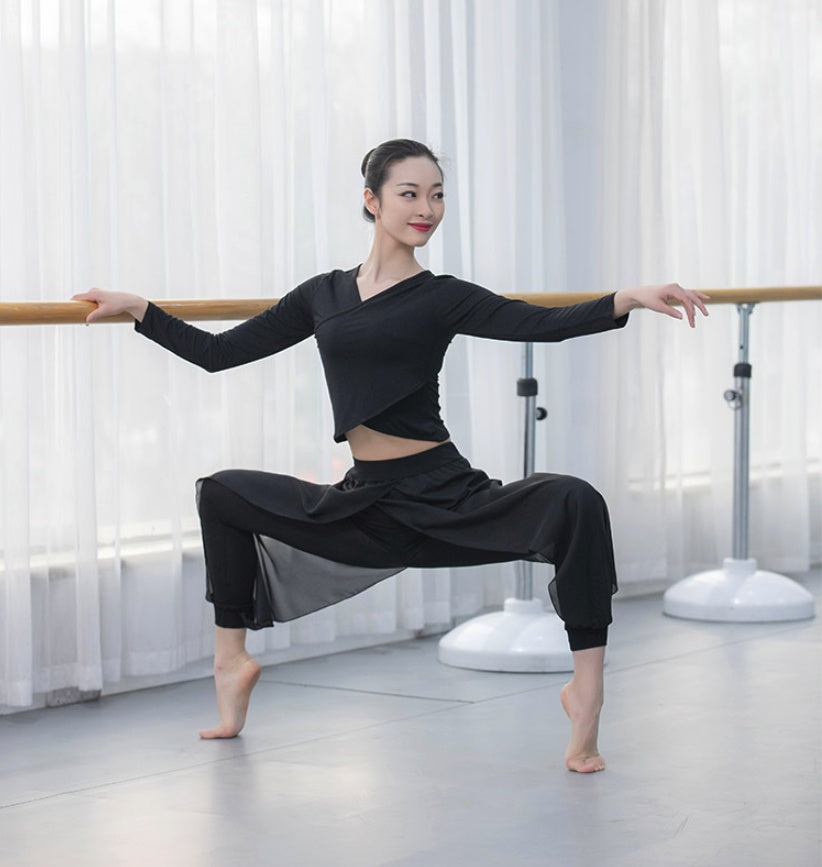 Loose and thin nine-point mesh harem pants chiffon pants