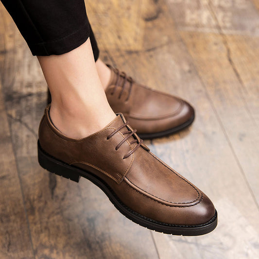 Autumn youth black leather shoes