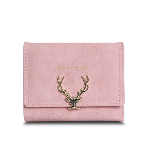 Wallet female cartoon deer short paragraph   wallet PU coin purse student small hand bag card package